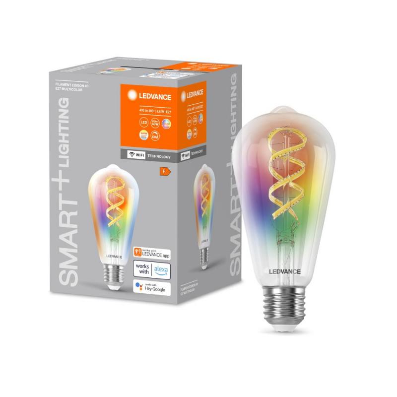 LEDVANCE SMART+ E27 WiFi Filament Edison 40 Multicolour Lampe 4,8W wie 40W Tunable White & RGBW